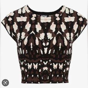 NWT Express Abstract Print Cropped Bodycon Sleeveless Sweater - Size S